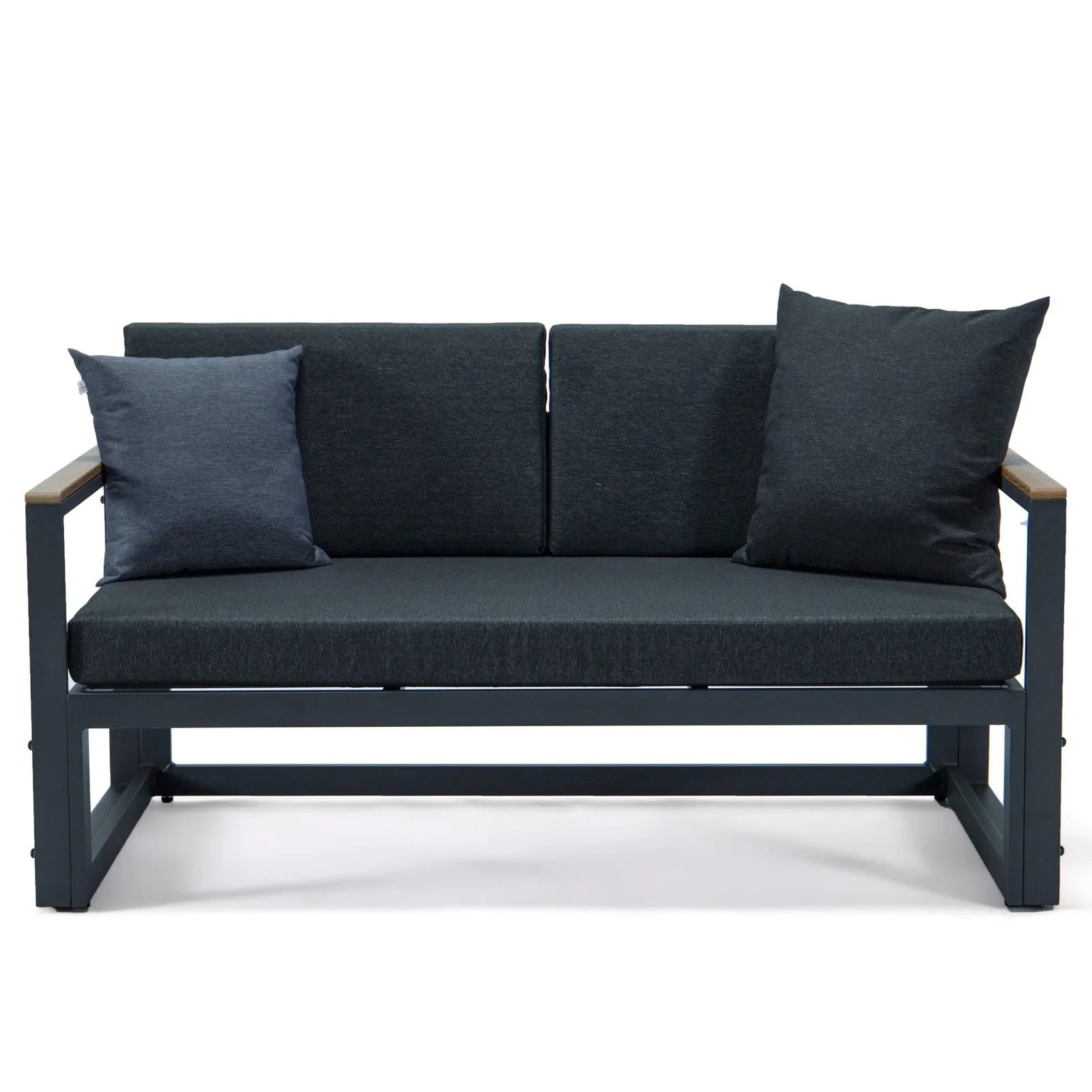 Chelsea Black Sectional With Adjustable Headrest & Coffee Table With Two Tone Cushions - Elax Furniture