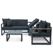 Chelsea Black Sectional With Adjustable Headrest & Coffee Table With Cushions - Elax Furniture