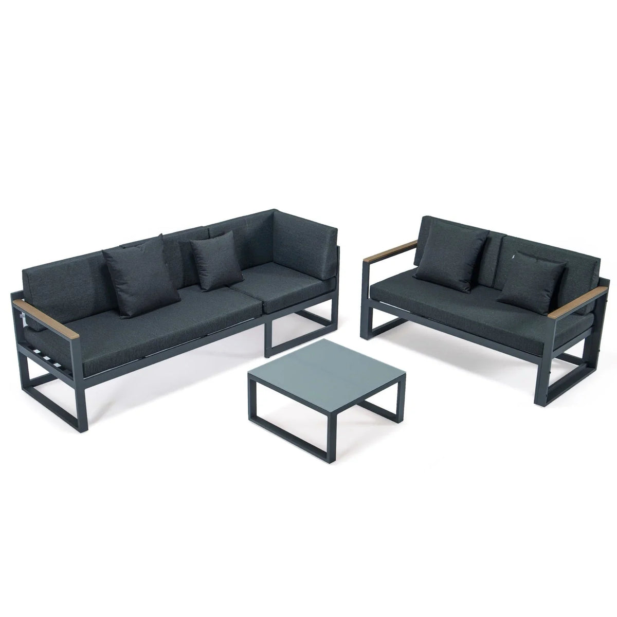 Chelsea Black Sectional With Adjustable Headrest & Coffee Table With Cushions - Elax Furniture