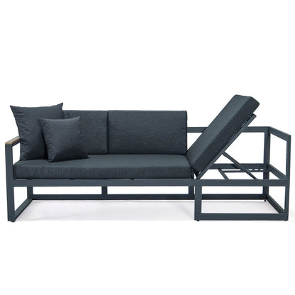 Chelsea Black Sectional With Adjustable Headrest & Coffee Table With Cushions - Elax Furniture