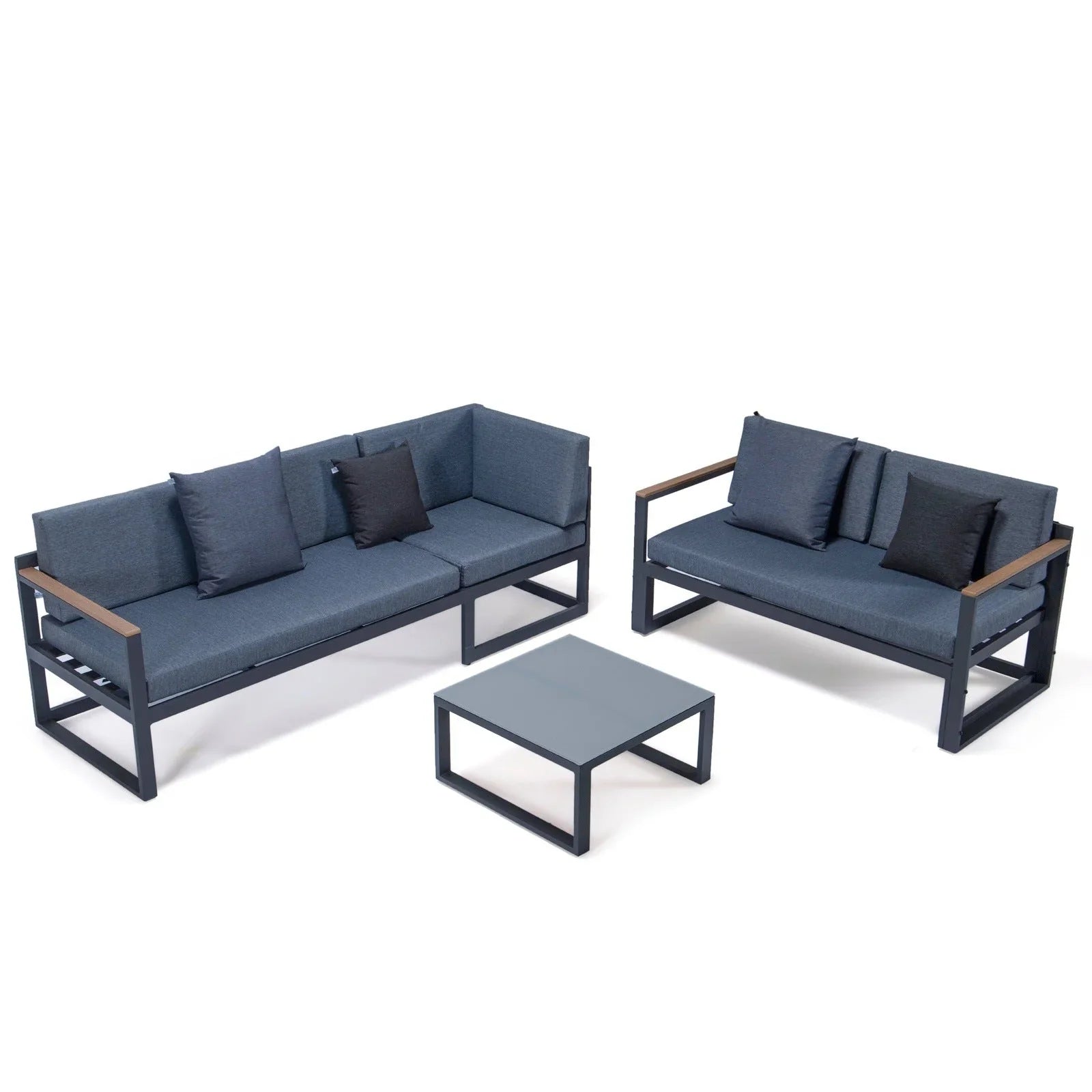 Chelsea Black Sectional With Adjustable Headrest & Coffee Table With Two Tone Cushions - Elax Furniture