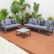 Chelsea Black Sectional With Adjustable Headrest & Coffee Table With Two Tone Cushions - Elax Furniture