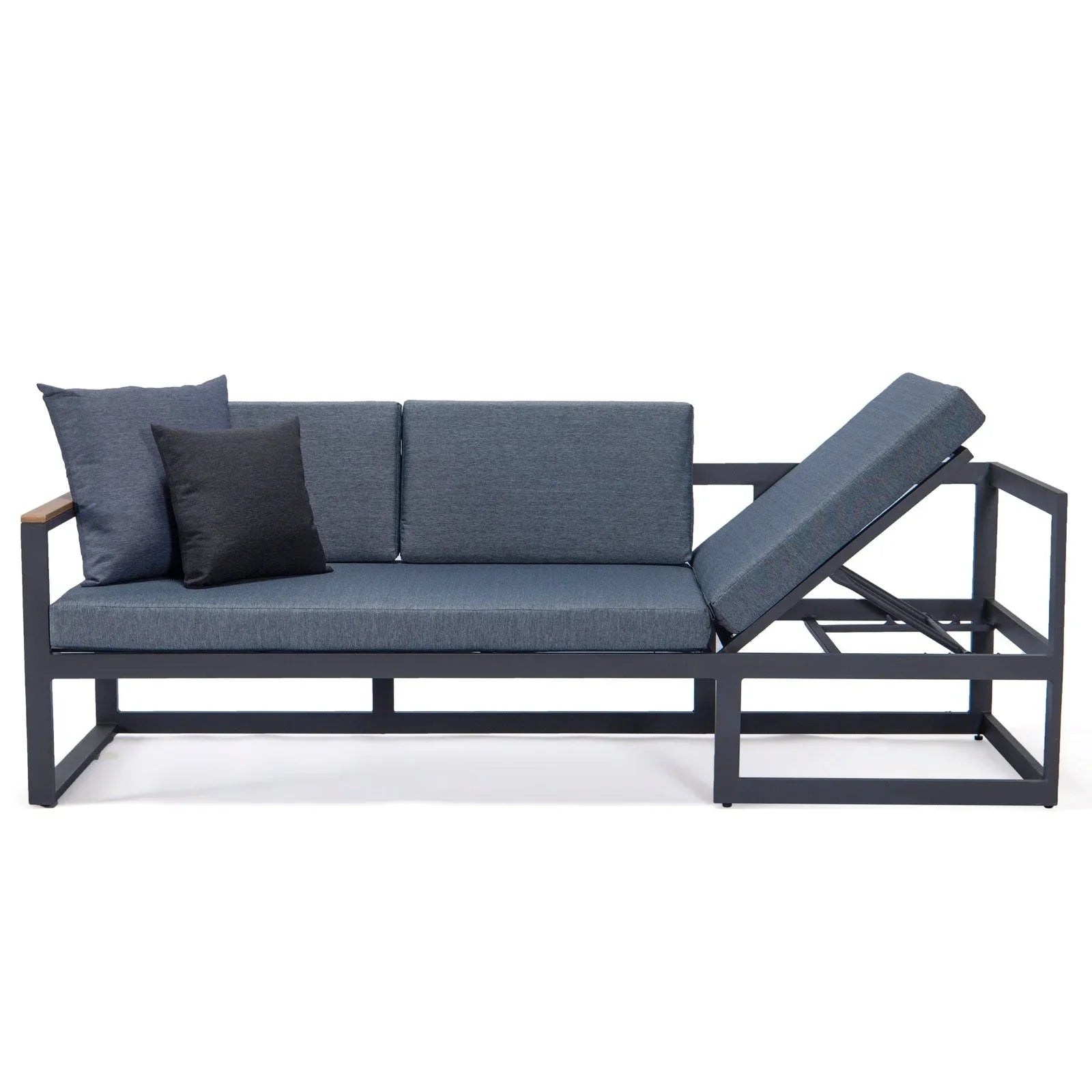 Chelsea Black Sectional With Adjustable Headrest & Coffee Table With Two Tone Cushions - Elax Furniture