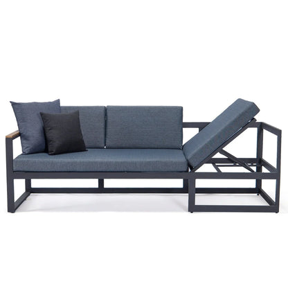 Chelsea Black Sectional With Adjustable Headrest & Coffee Table With Two Tone Cushions - Elax Furniture