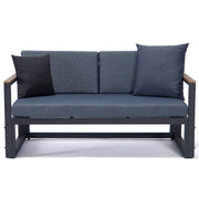 Chelsea Black Sectional With Adjustable Headrest & Coffee Table With Two Tone Cushions - Elax Furniture