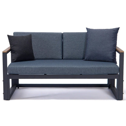 Chelsea Black Sectional With Adjustable Headrest & Coffee Table With Two Tone Cushions - Elax Furniture