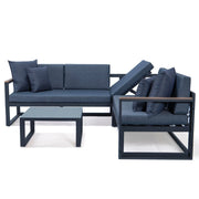 Chelsea Black Sectional With Adjustable Headrest & Coffee Table With Cushions - Elax Furniture