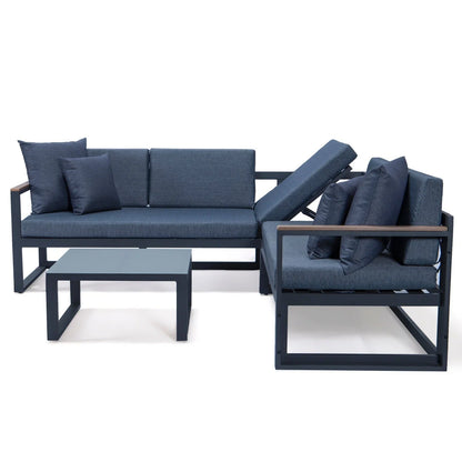 Chelsea Black Sectional With Adjustable Headrest & Coffee Table With Cushions - Elax Furniture
