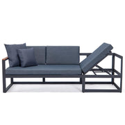 Chelsea Black Sectional With Adjustable Headrest & Coffee Table With Cushions - Elax Furniture