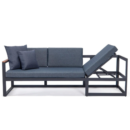 Chelsea Black Sectional With Adjustable Headrest & Coffee Table With Cushions - Elax Furniture