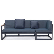 Chelsea Black Sectional With Adjustable Headrest & Coffee Table With Cushions - Elax Furniture
