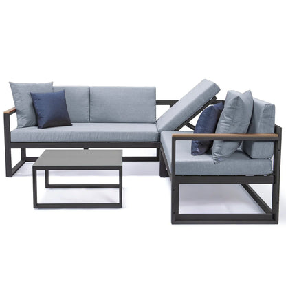 Chelsea Black Sectional With Adjustable Headrest & Coffee Table With Two Tone Cushions - Elax Furniture