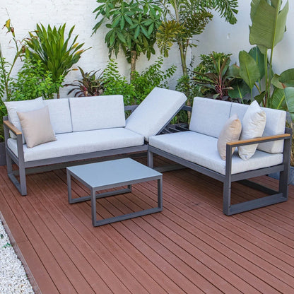 Chelsea Black Sectional With Adjustable Headrest & Coffee Table With Two Tone Cushions - Elax Furniture