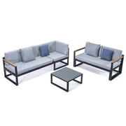 Chelsea Black Sectional With Adjustable Headrest & Coffee Table With Two Tone Cushions - Elax Furniture