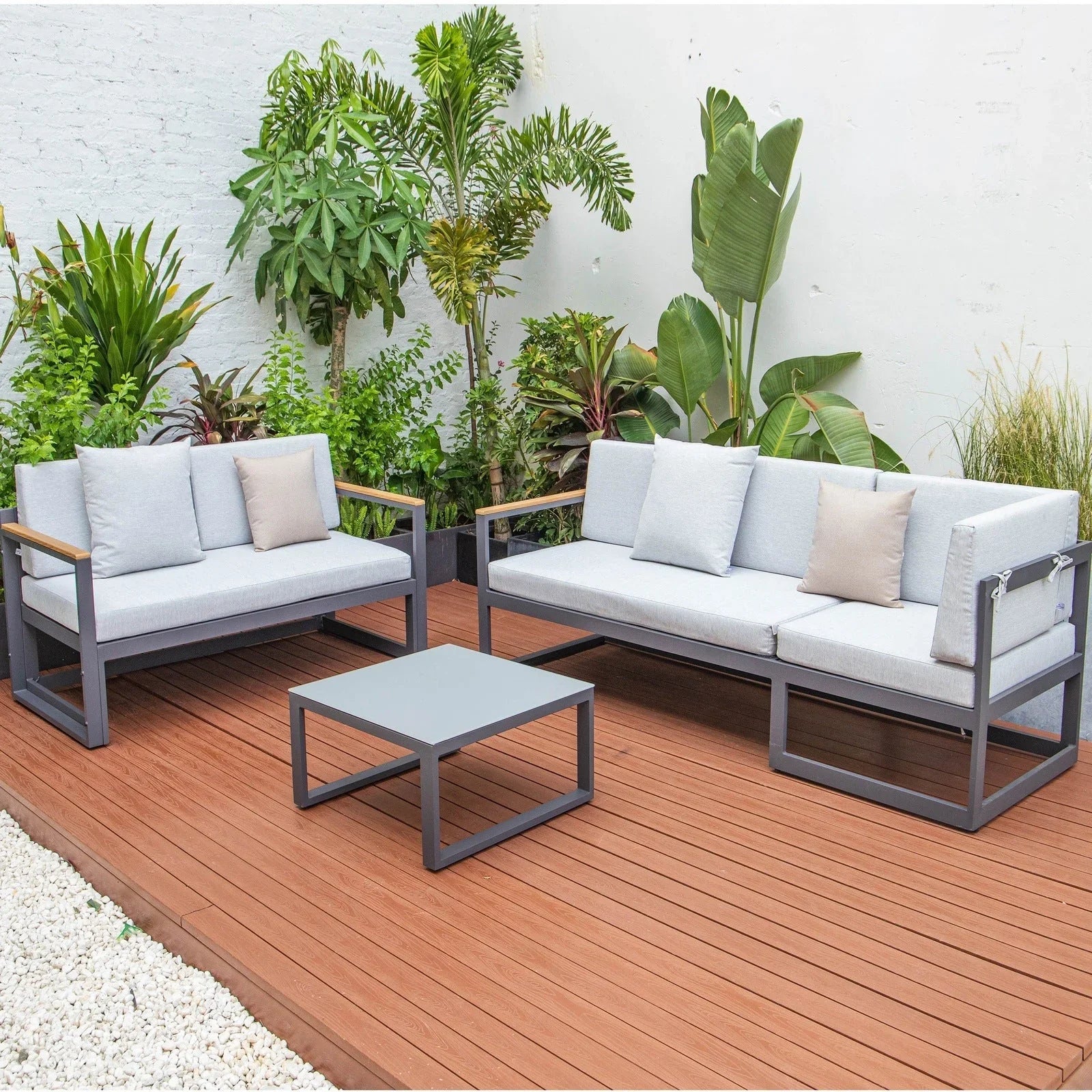 Chelsea Black Sectional With Adjustable Headrest & Coffee Table With Two Tone Cushions - Elax Furniture