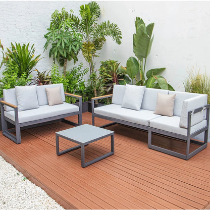 Chelsea Black Sectional With Adjustable Headrest & Coffee Table With Two Tone Cushions - Elax Furniture