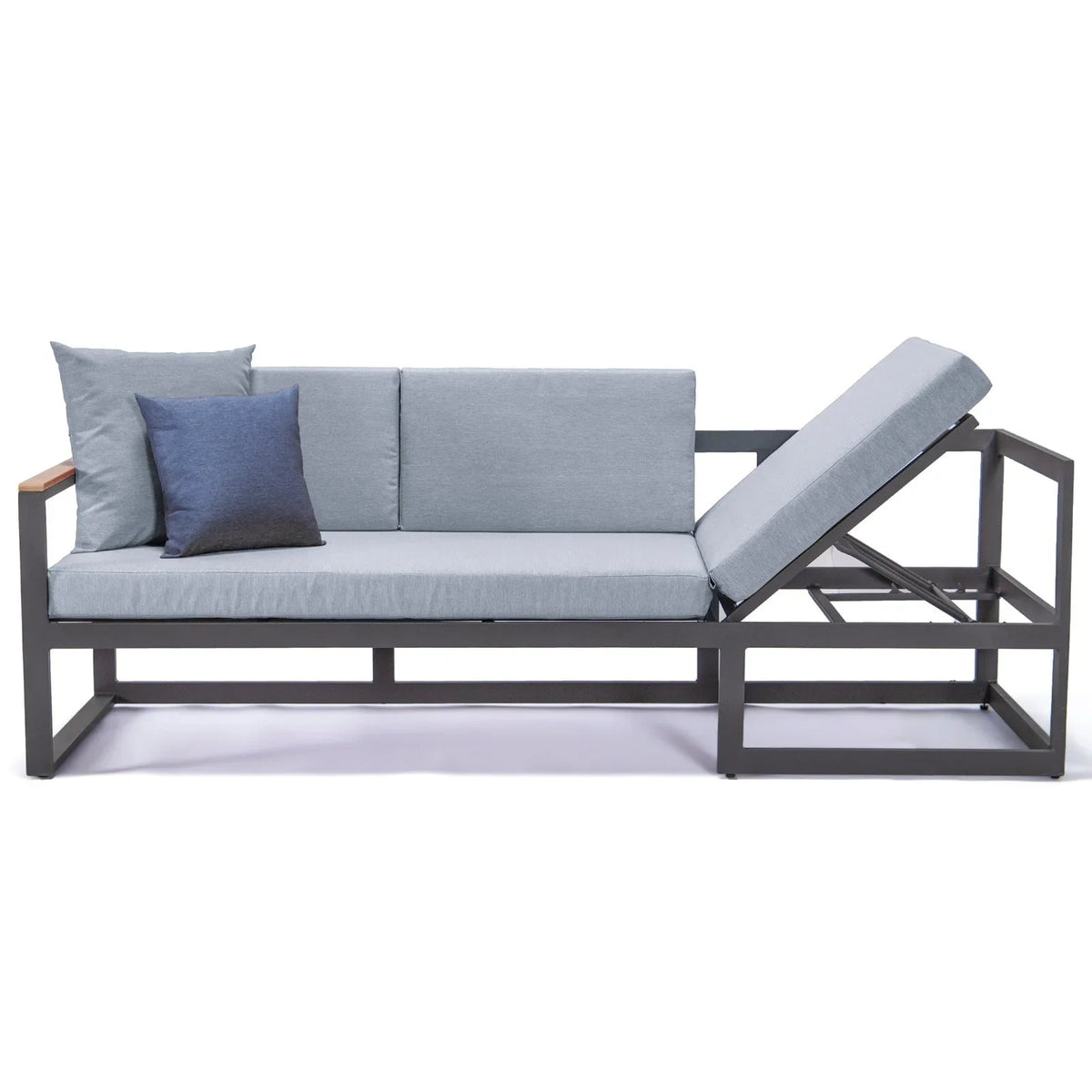 Chelsea Black Sectional With Adjustable Headrest & Coffee Table With Two Tone Cushions - Elax Furniture