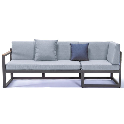 Chelsea Black Sectional With Adjustable Headrest & Coffee Table With Two Tone Cushions - Elax Furniture