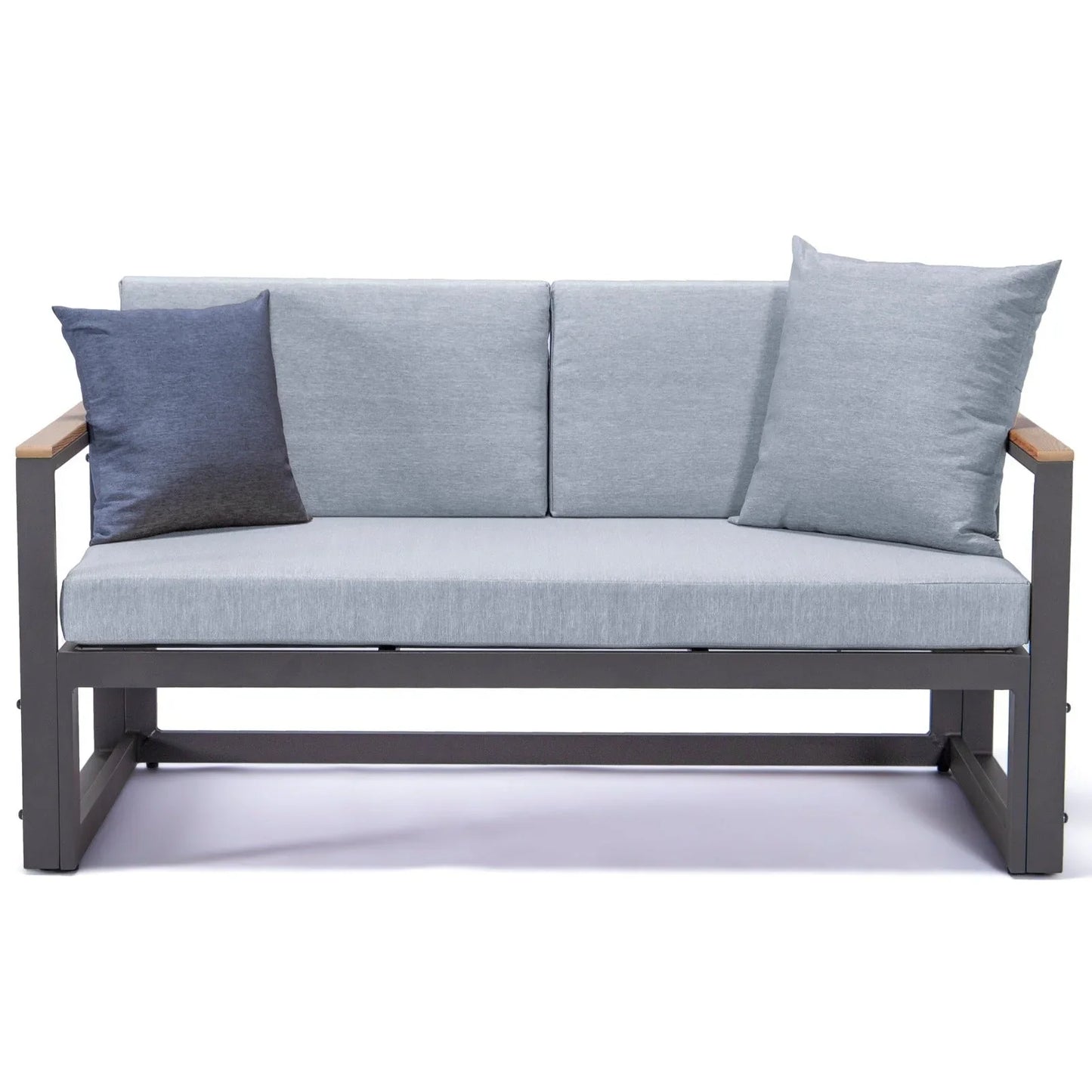 Chelsea Black Sectional With Adjustable Headrest & Coffee Table With Two Tone Cushions - Elax Furniture