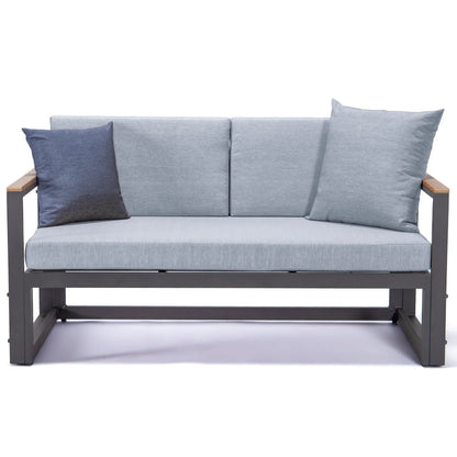 Chelsea Black Sectional With Adjustable Headrest & Coffee Table With Two Tone Cushions - Elax Furniture