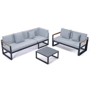 Chelsea Black Sectional With Adjustable Headrest & Coffee Table With Cushions - Elax Furniture