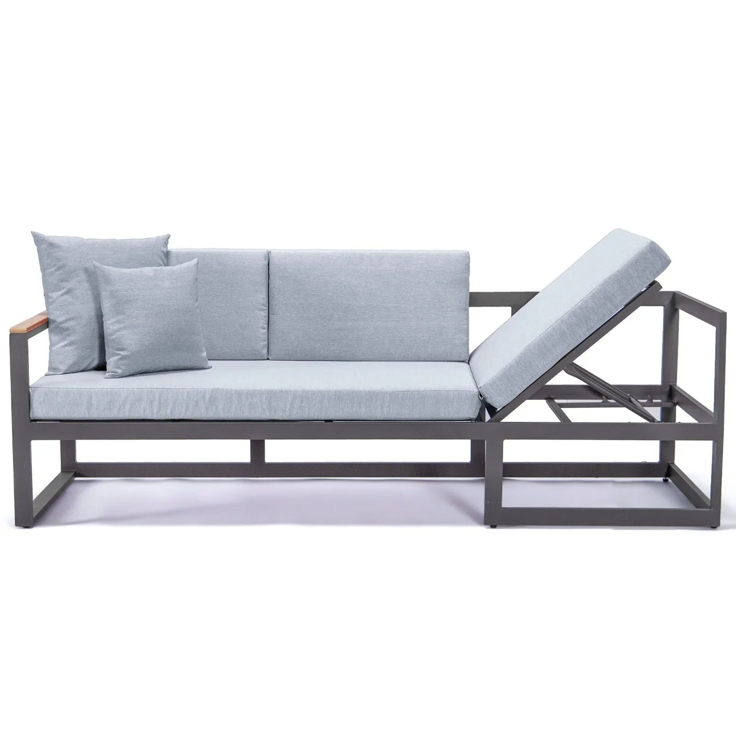 Chelsea Black Sectional With Adjustable Headrest & Coffee Table With Cushions - Elax Furniture