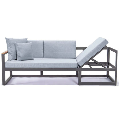 Chelsea Black Sectional With Adjustable Headrest & Coffee Table With Cushions - Elax Furniture