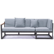 Chelsea Black Sectional With Adjustable Headrest & Coffee Table With Cushions - Elax Furniture