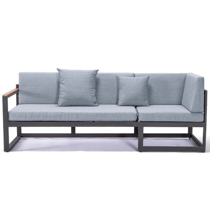 Chelsea Black Sectional With Adjustable Headrest & Coffee Table With Cushions - Elax Furniture