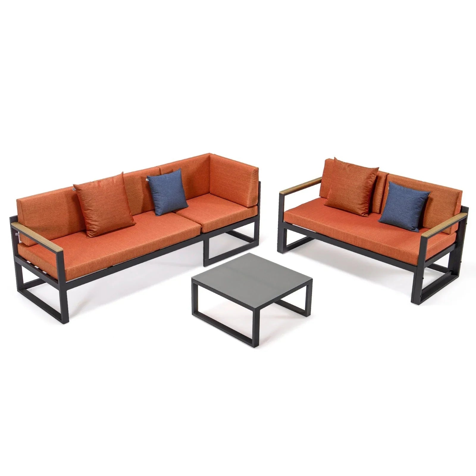 Chelsea Black Sectional With Adjustable Headrest & Coffee Table With Two Tone Cushions - Elax Furniture