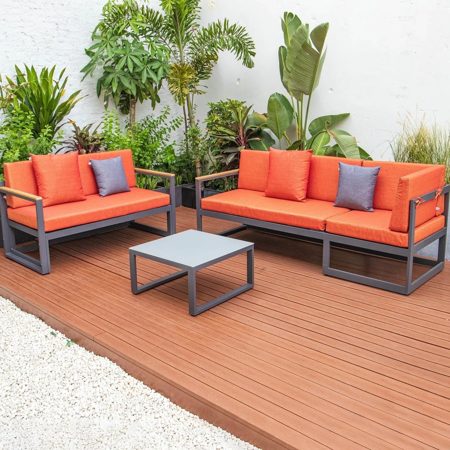 Chelsea Black Sectional With Adjustable Headrest & Coffee Table With Two Tone Cushions - Elax Furniture