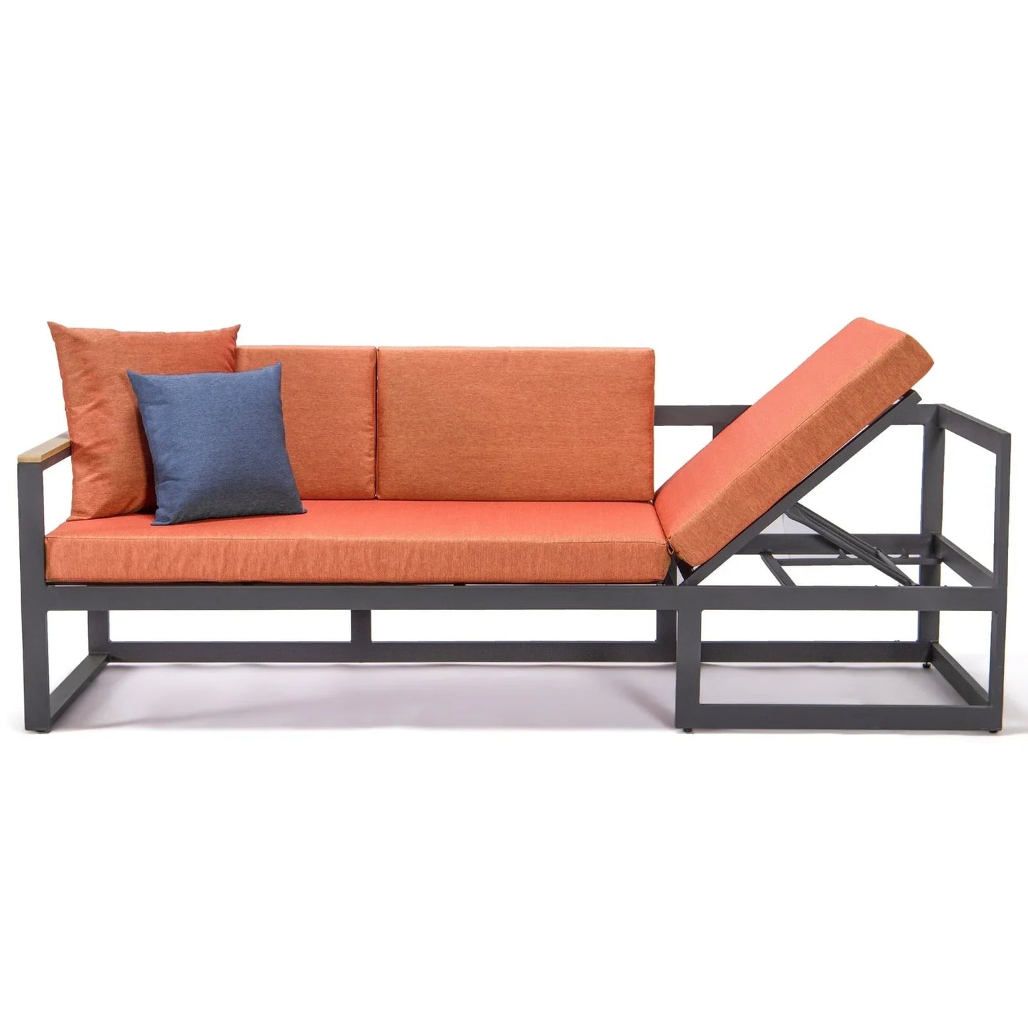 Chelsea Black Sectional With Adjustable Headrest & Coffee Table With Two Tone Cushions - Elax Furniture