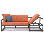 Chelsea Black Sectional With Adjustable Headrest & Coffee Table With Two Tone Cushions - Elax Furniture