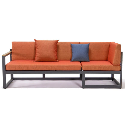 Chelsea Black Sectional With Adjustable Headrest & Coffee Table With Two Tone Cushions - Elax Furniture