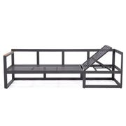 Chelsea Black Sectional With Adjustable Headrest & Coffee Table With Cushions - Elax Furniture
