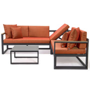 Chelsea Black Sectional With Adjustable Headrest & Coffee Table With Cushions - Elax Furniture