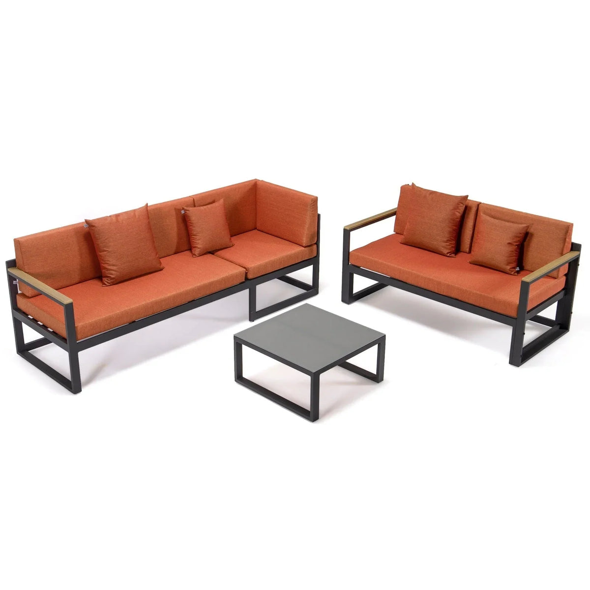Chelsea Black Sectional With Adjustable Headrest & Coffee Table With Cushions - Elax Furniture