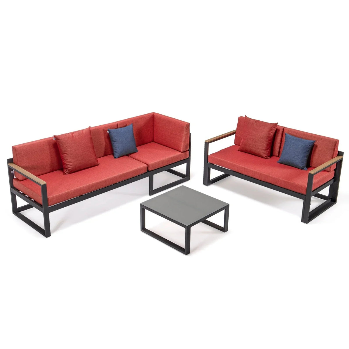 Chelsea Black Sectional With Adjustable Headrest & Coffee Table With Two Tone Cushions - Elax Furniture