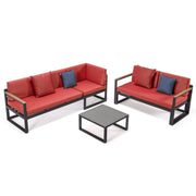 Chelsea Black Sectional With Adjustable Headrest & Coffee Table With Two Tone Cushions - Elax Furniture