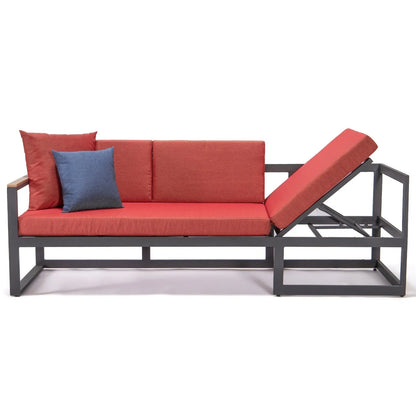 Chelsea Black Sectional With Adjustable Headrest & Coffee Table With Two Tone Cushions - Elax Furniture