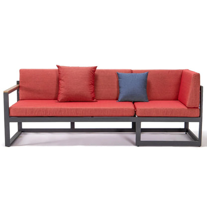 Chelsea Black Sectional With Adjustable Headrest & Coffee Table With Two Tone Cushions - Elax Furniture