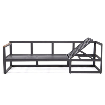 Chelsea Black Sectional With Adjustable Headrest & Coffee Table With Cushions - Elax Furniture