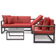 Chelsea Black Sectional With Adjustable Headrest & Coffee Table With Cushions - Elax Furniture