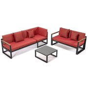Chelsea Black Sectional With Adjustable Headrest & Coffee Table With Cushions - Elax Furniture
