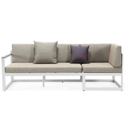 Chelsea White Sectional With Adjustable Headrest & Coffee Table With Two Tone Cushions - Elax Furniture