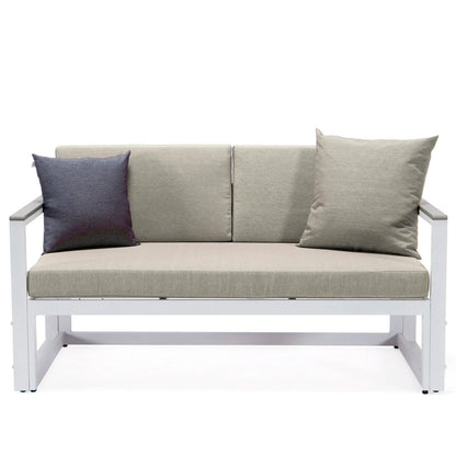 Chelsea White Sectional With Adjustable Headrest & Coffee Table With Two Tone Cushions - Elax Furniture