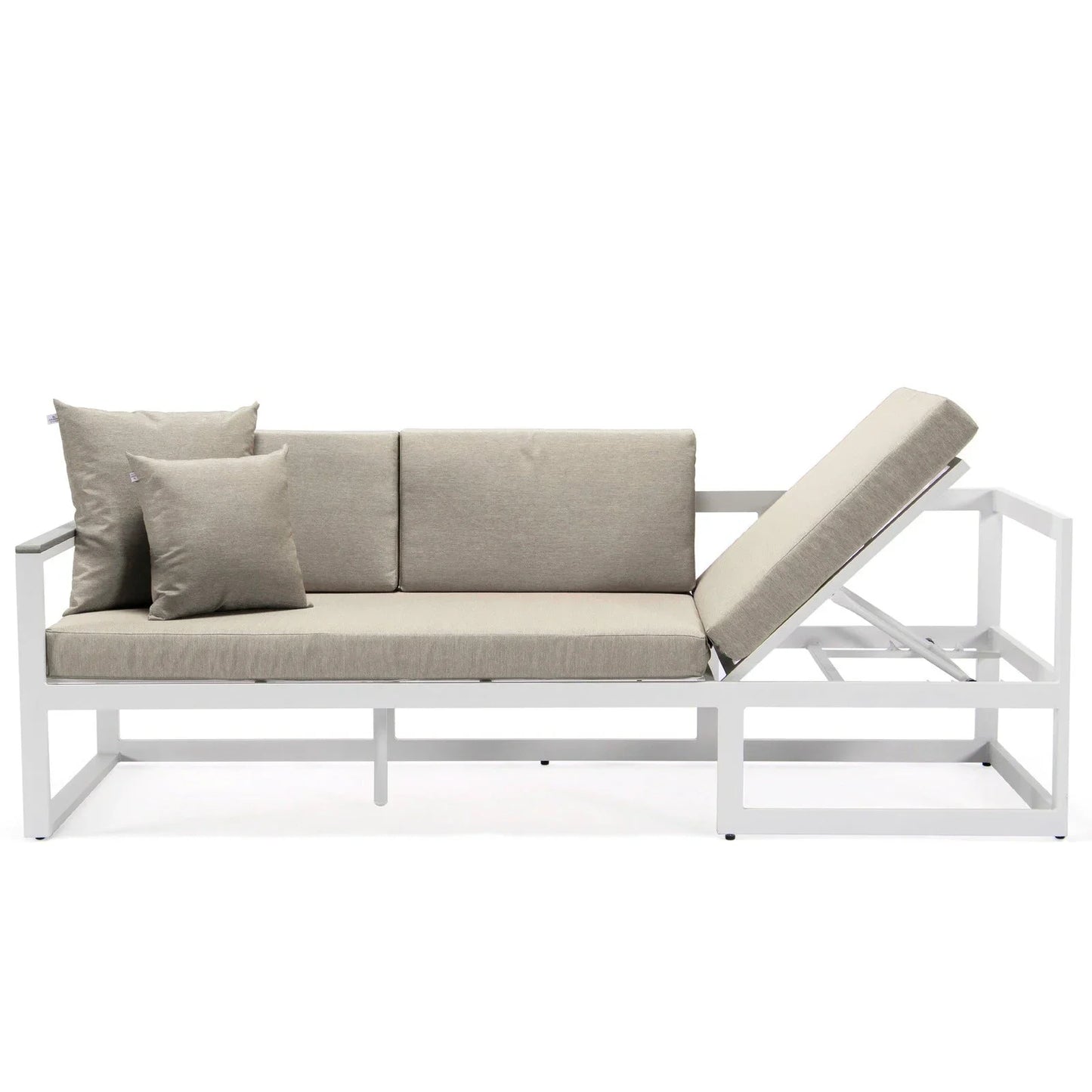 Chelsea White Sectional With Adjustable Headrest & Coffee Table With Cushions - Elax Furniture