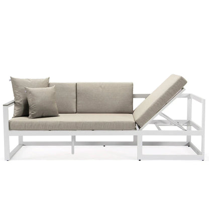 Chelsea White Sectional With Adjustable Headrest & Coffee Table With Cushions - Elax Furniture