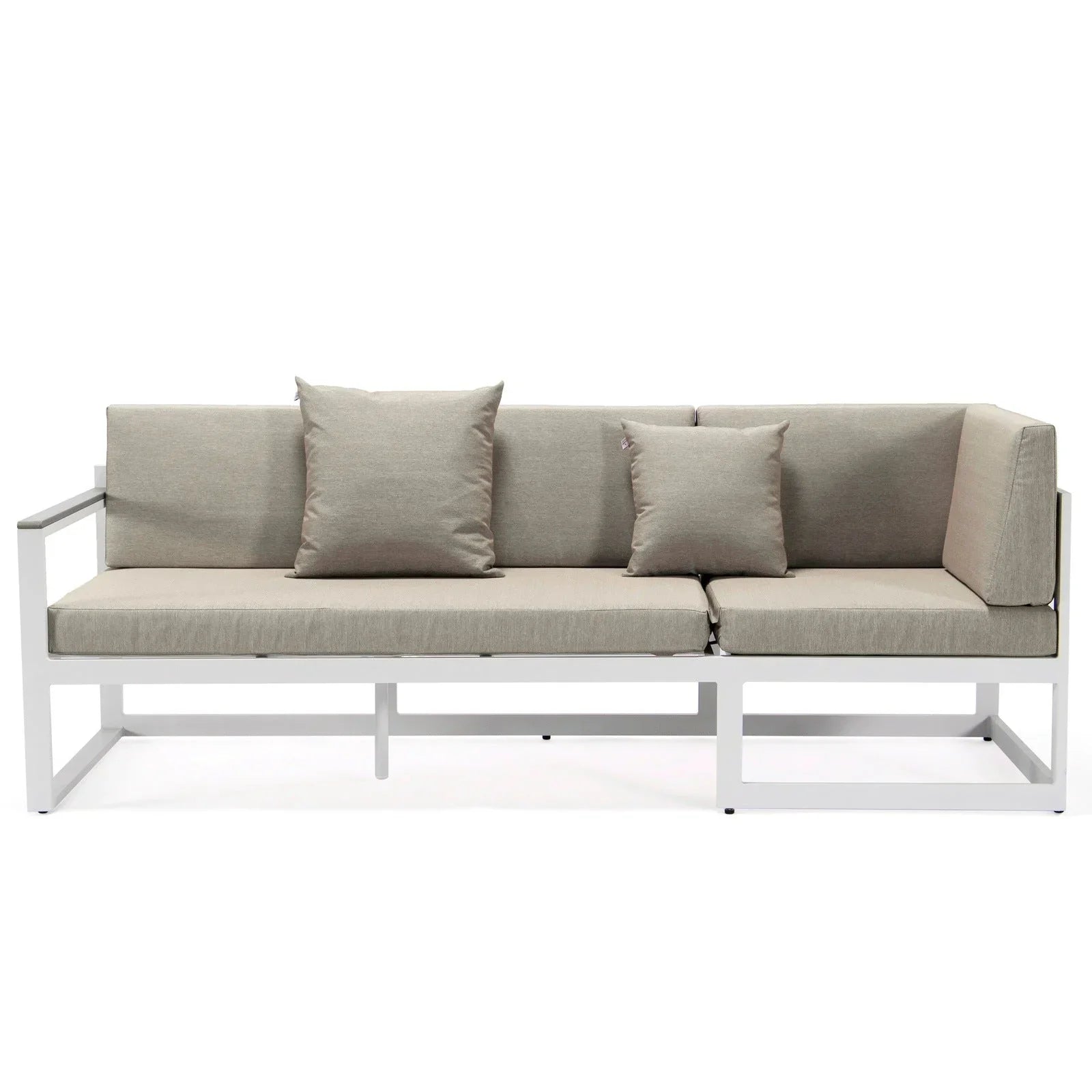 Chelsea White Sectional With Adjustable Headrest & Coffee Table With Cushions - Elax Furniture