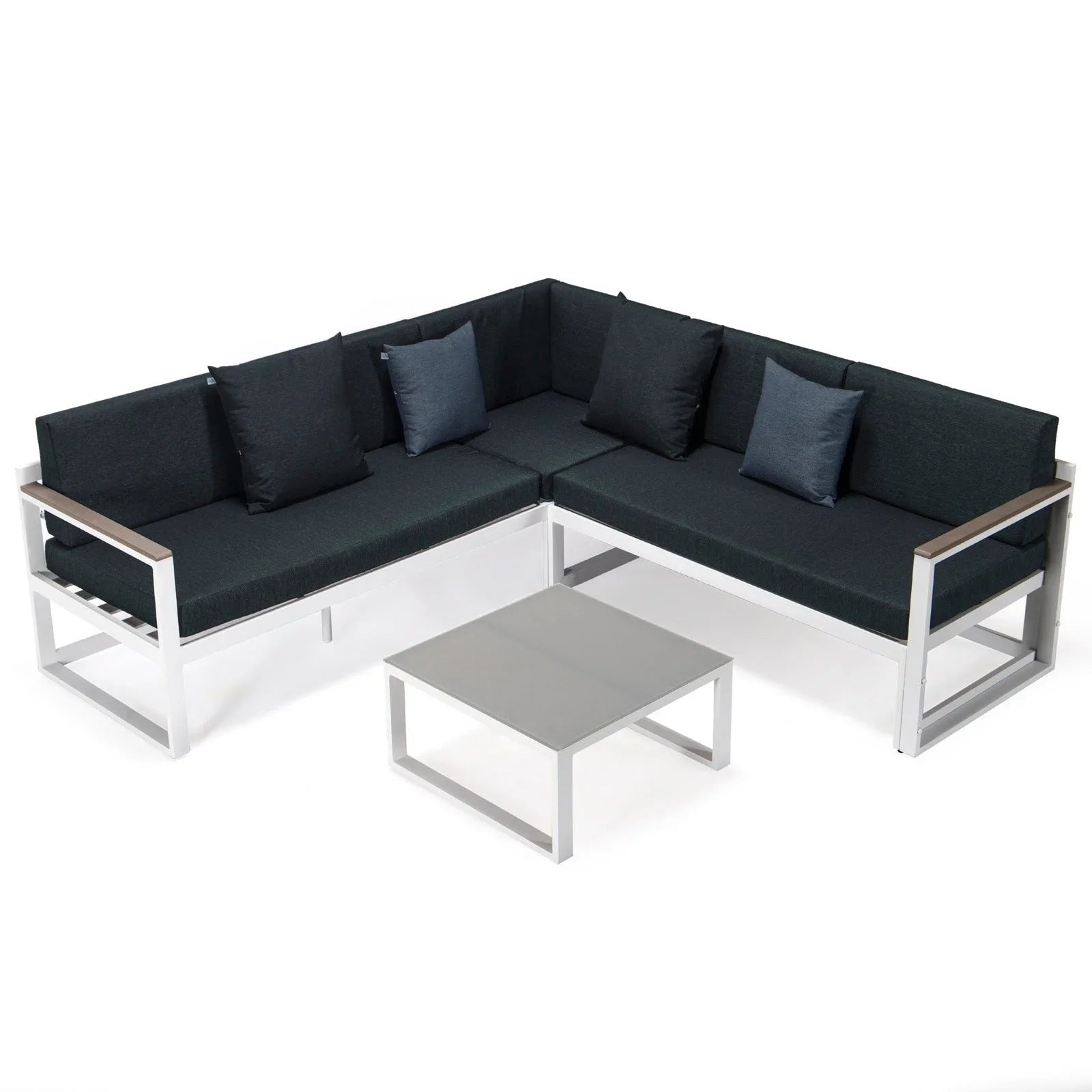 Chelsea White Sectional With Adjustable Headrest & Coffee Table With Two Tone Cushions - Elax Furniture